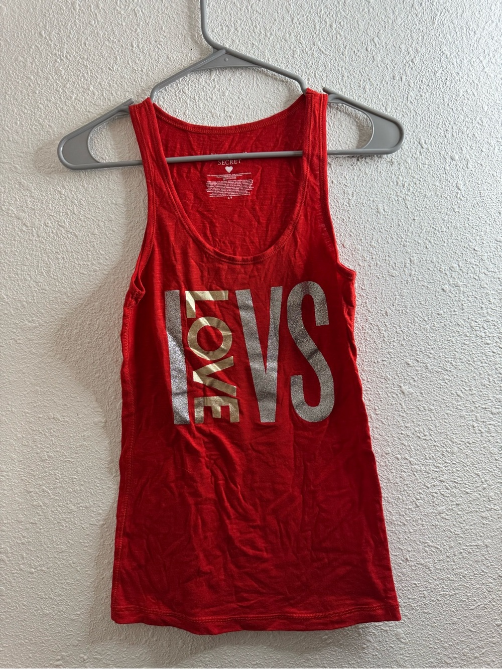 Victoria's Secret Red Tank with Metallic LOVE VS Graphic